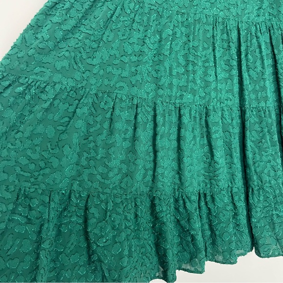 NWOT ZARA TEXTURED TIERED MINI DRESS WITH SLEEVES IN GREEN SIZE XS - Picture 15 of 16